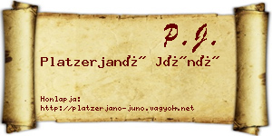 Platzerjanó Júnó névjegykártya